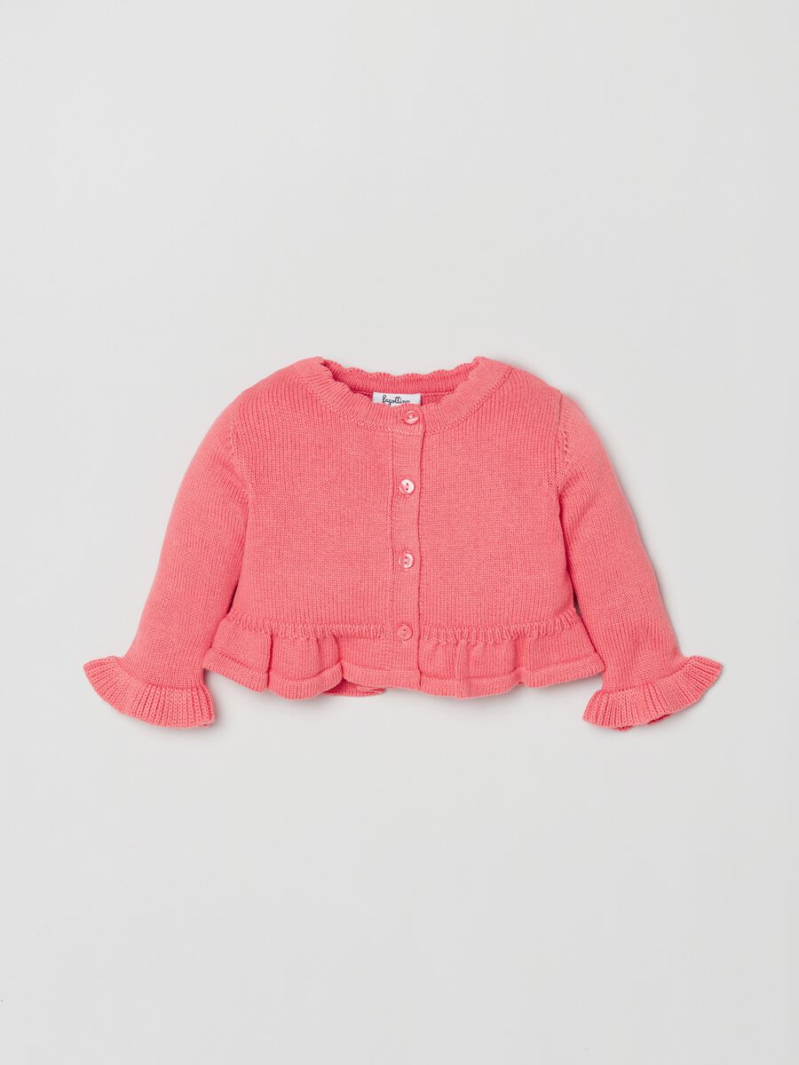 Cardigan in maglia con profili ondulati_0