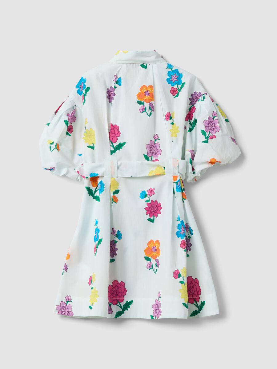 Girls&rsquo; white pure cotton dress with floral print, regular fit_4