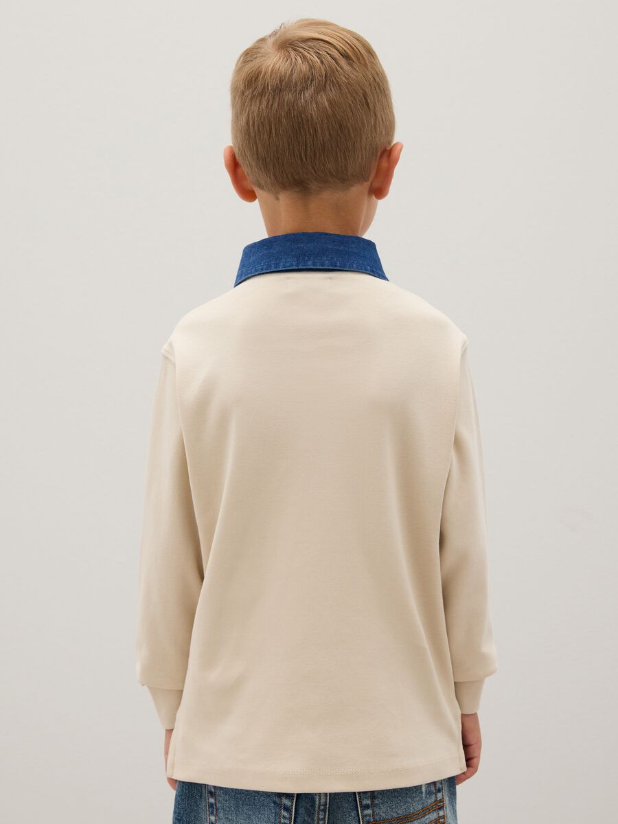 Children's polo shirt in pure beige cotton regular fit_1