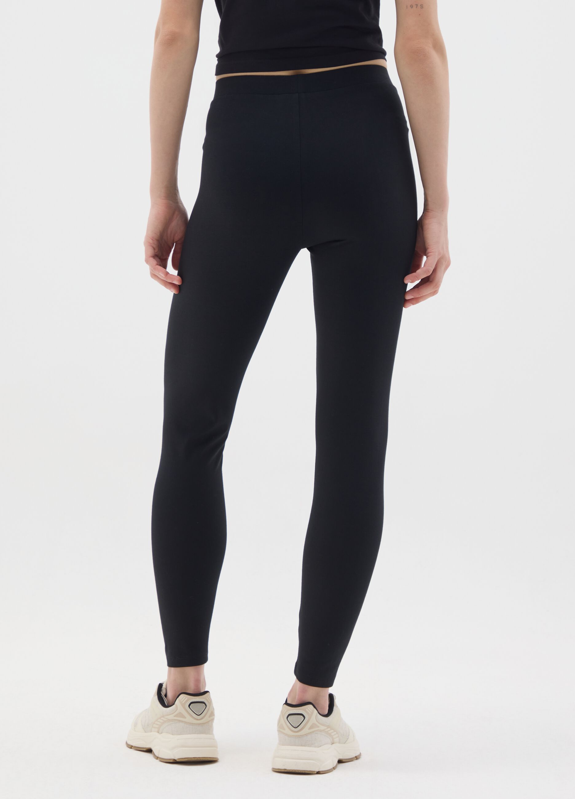 Black Stretch Cotton Skinny Leggings