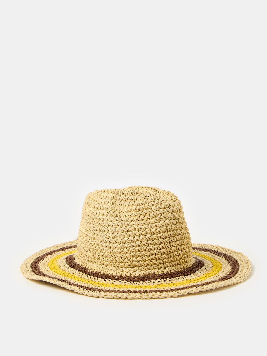Straw hat with striped detail_0