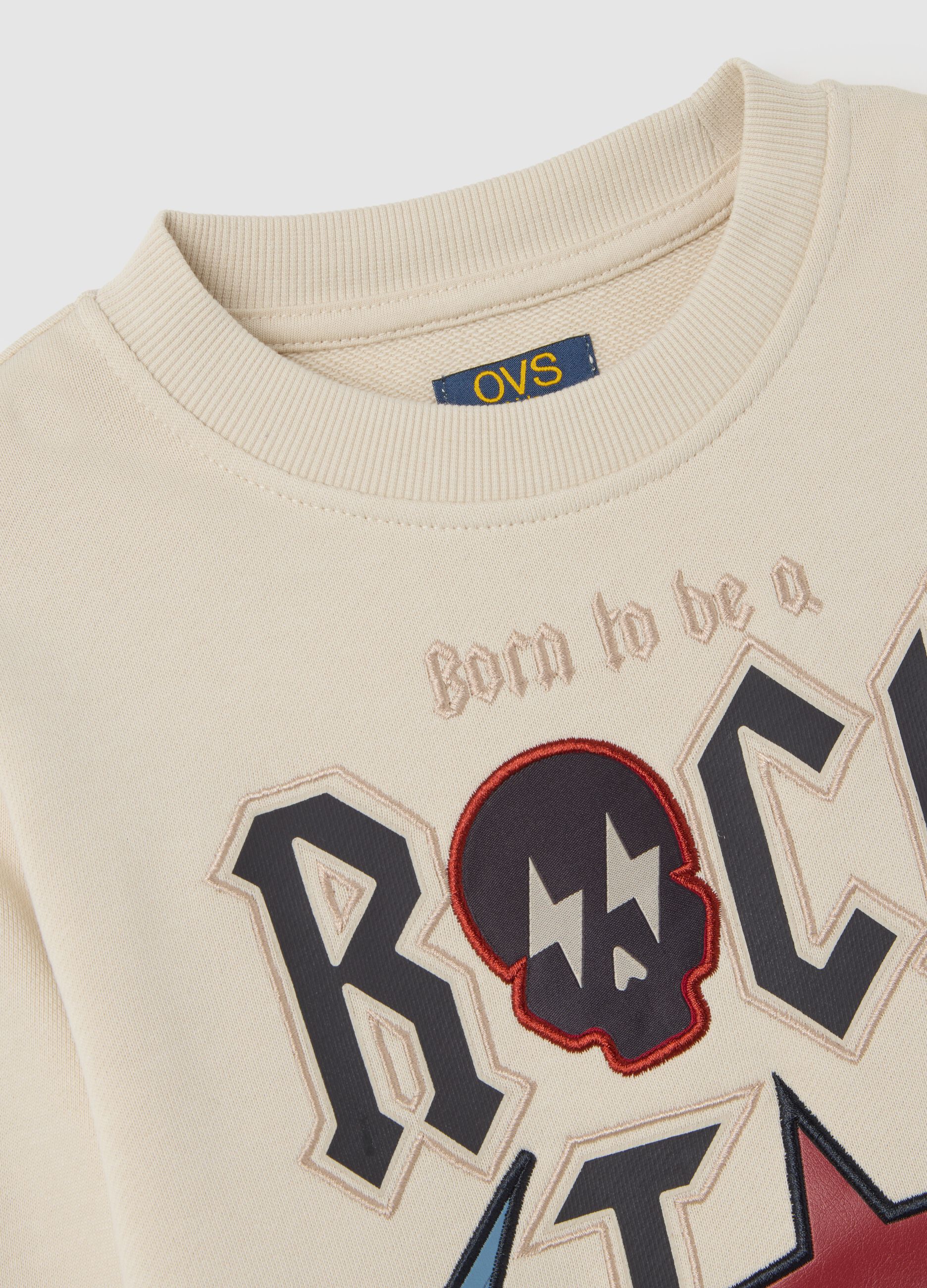 Kids' oversized beige pure cotton sweatshirt