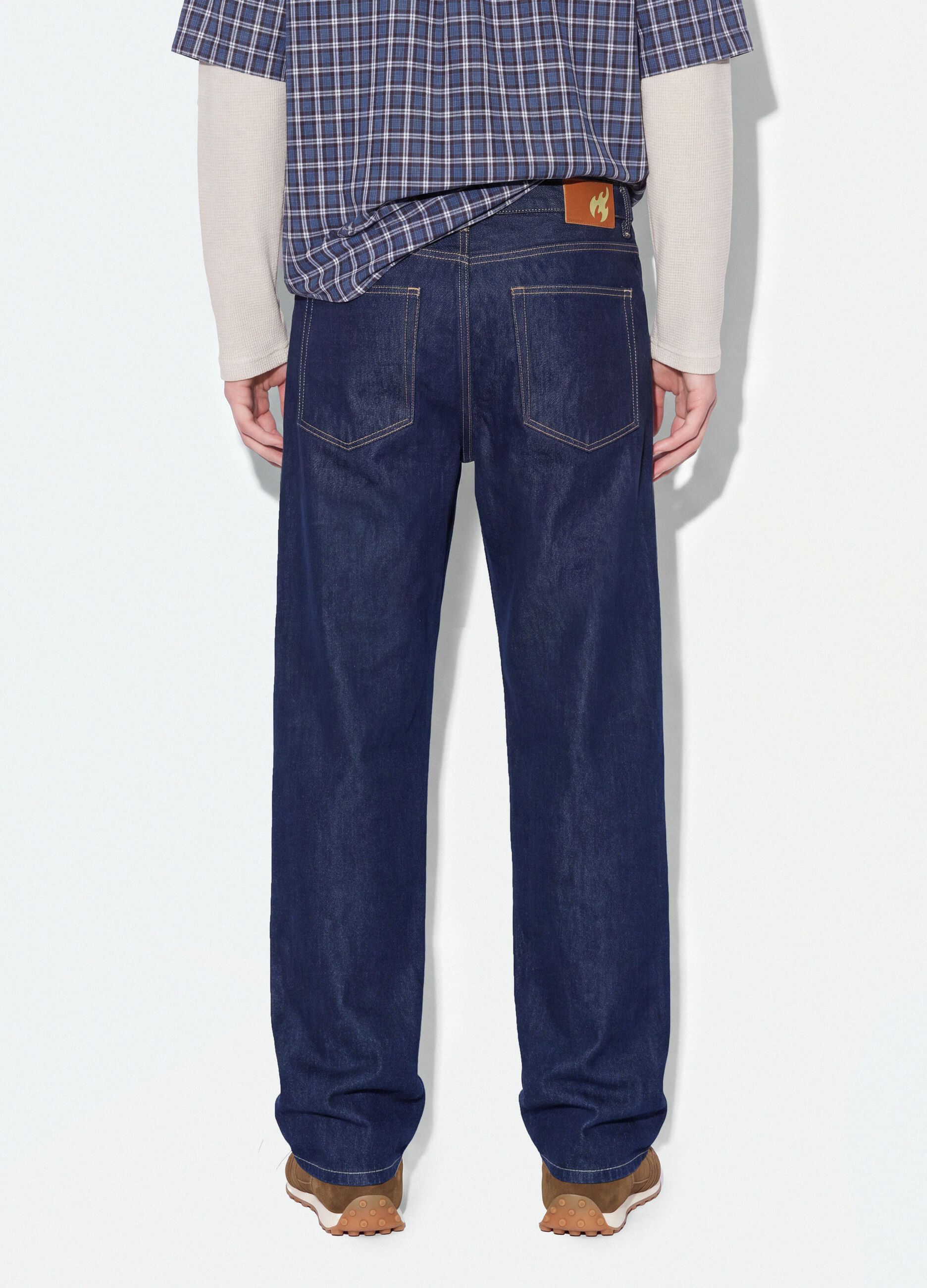 Blue denim jeans in pure cotton, baggy fit