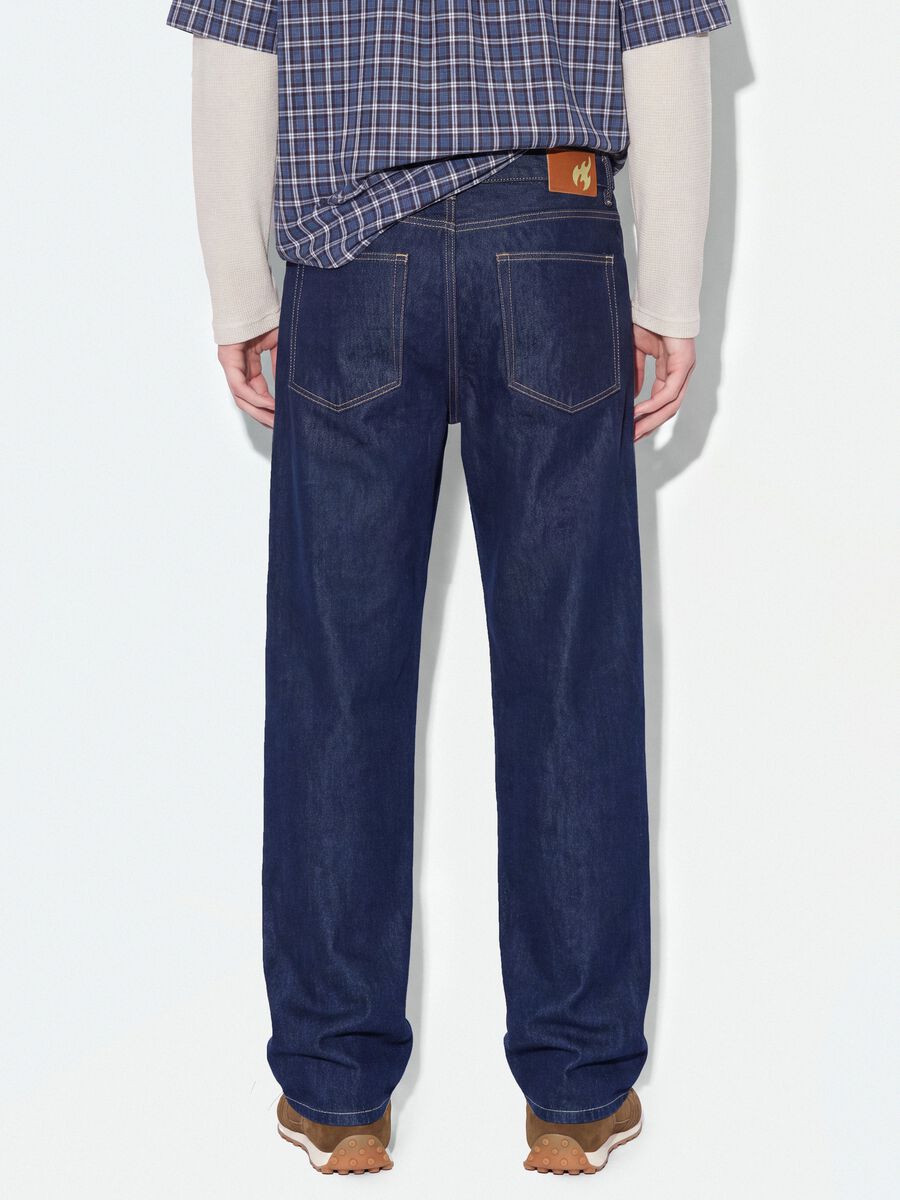 Blue denim jeans in pure cotton, baggy fit_2