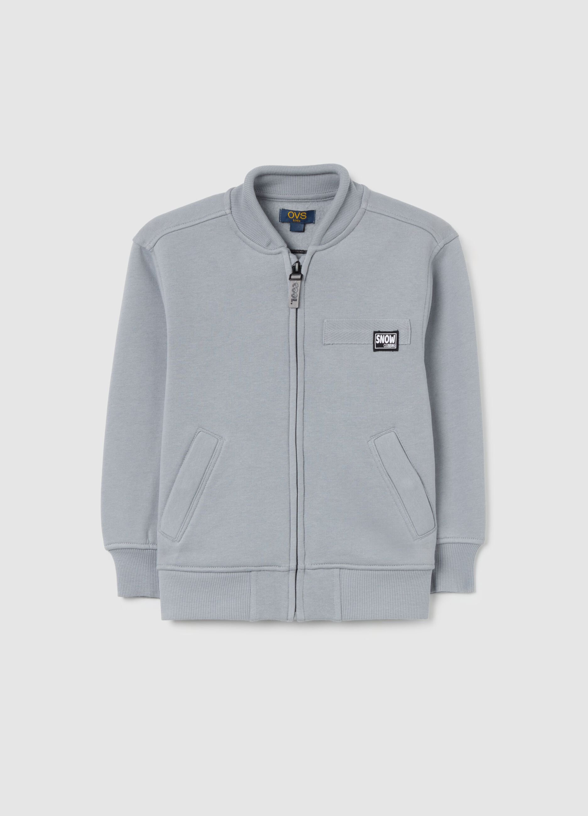 Kids' grey zipped cotton blend sweatshirt in regular fit