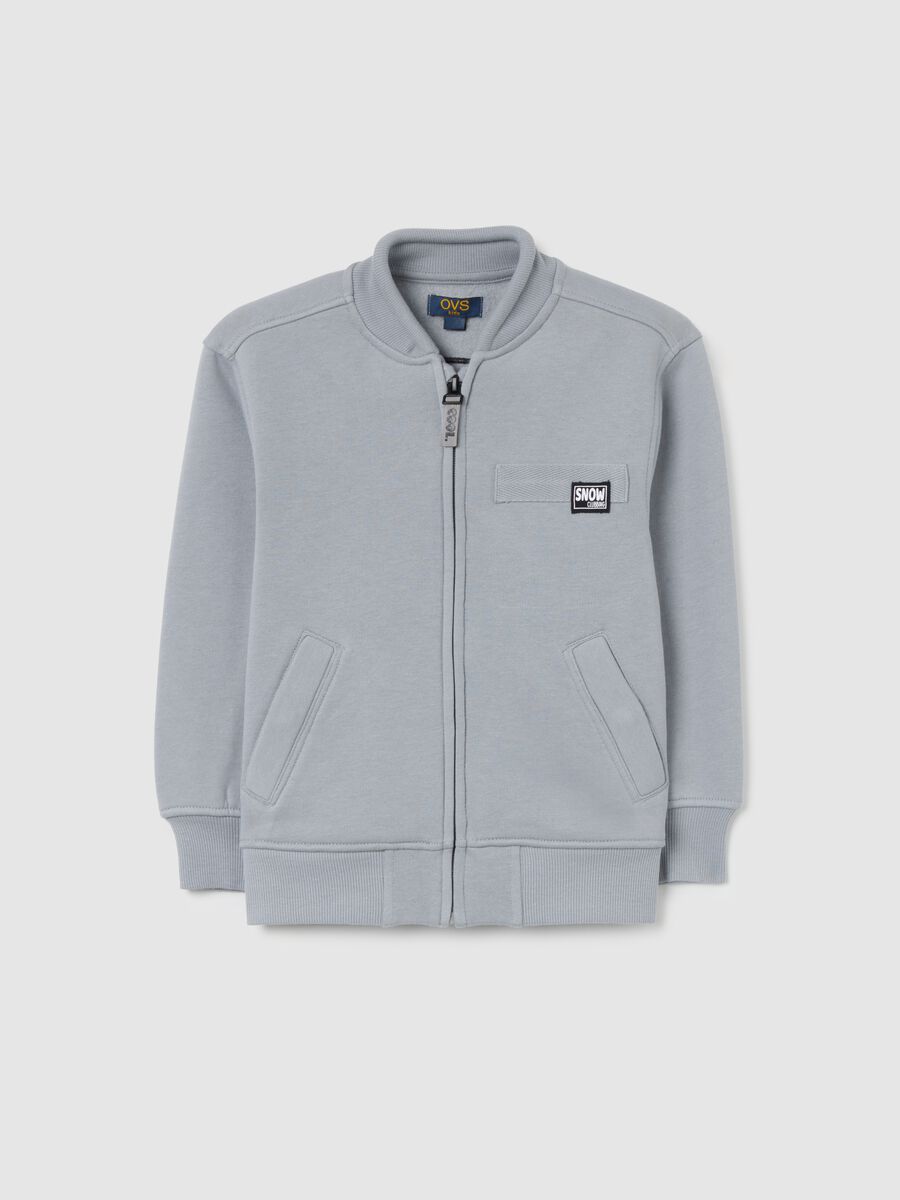 Kids' grey zipped cotton blend sweatshirt in regular fit_0