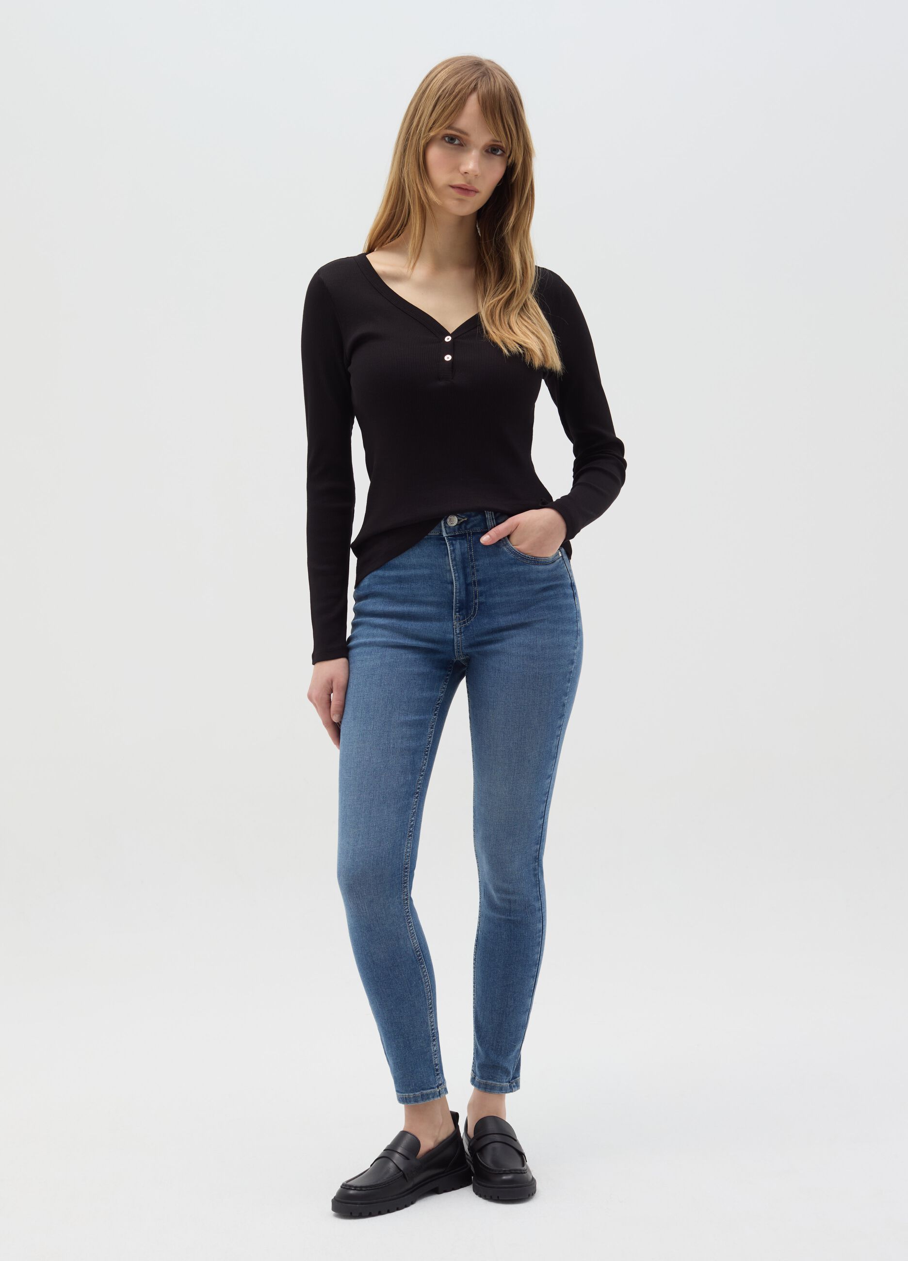 Jeans skinny fit a vita alta