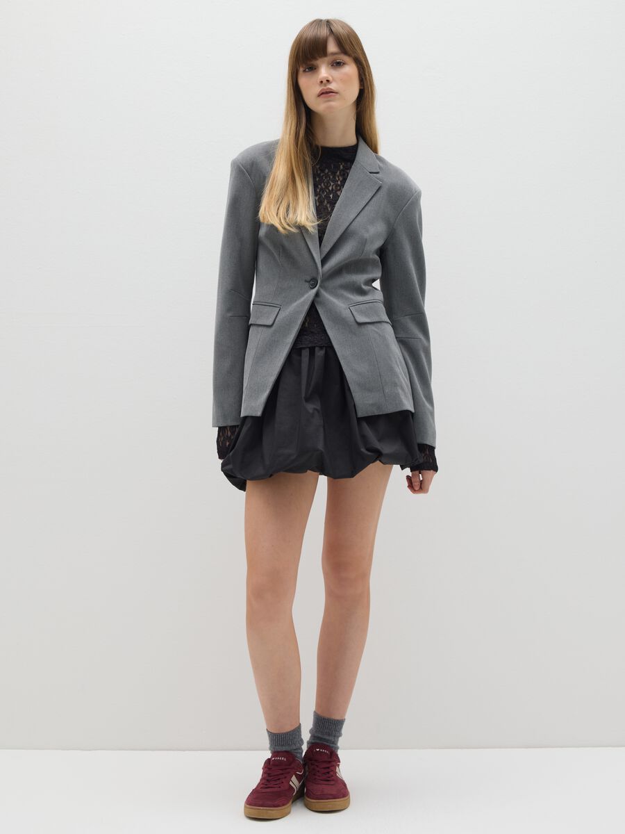 Blazer grigio slim fit con reverse e bottone_2