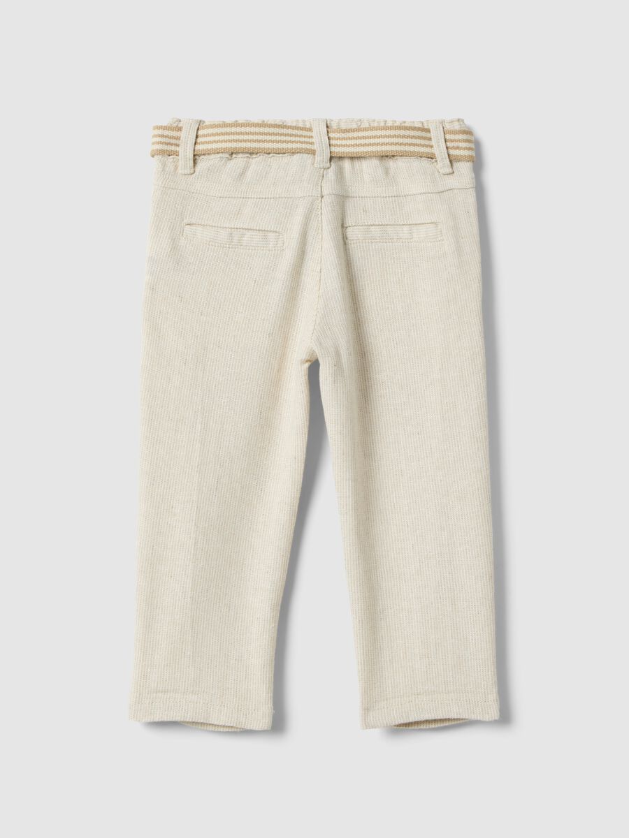 Pantaloni in misto lino e viscosa beige da bimbo regular fit_1