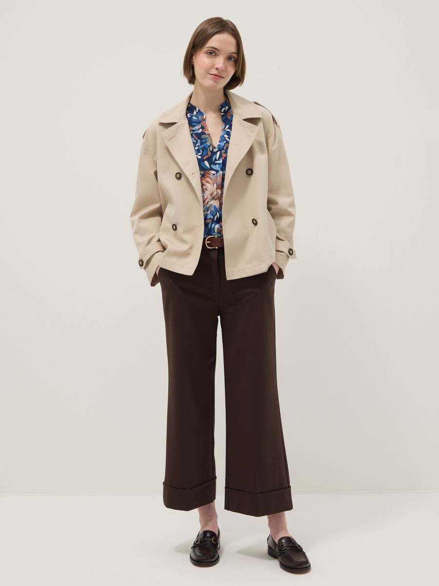 Giacca leggera doppiopetto beige regular fit con cintura_2