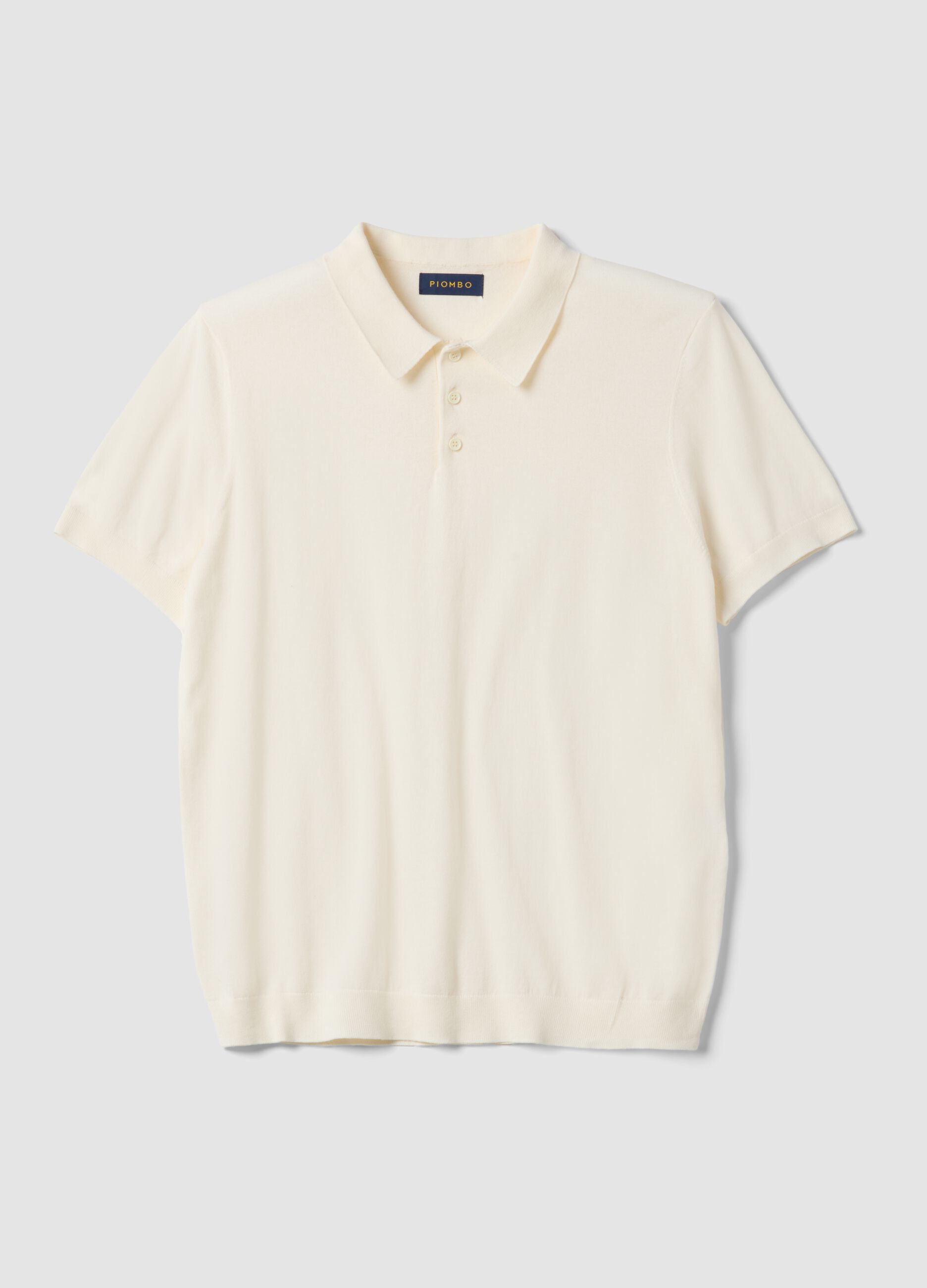 Regular fit white polo in cotton, linen, and silk blend