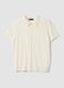 Regular fit white polo in cotton, linen, and silk blend_0