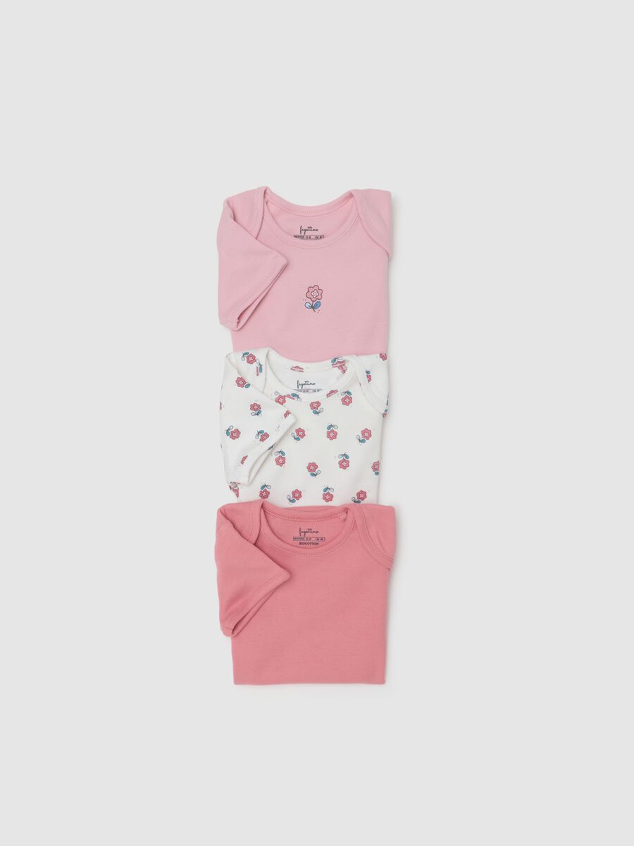 Set of three-pack bodysuits for girls in multicolour pure cotton_2