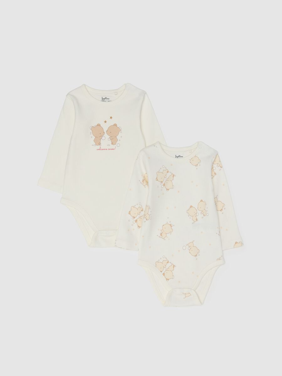 Bipack body in puro cotone bianco con stampe_0