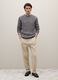 Grey crew neck sweater regular fit with cable knit_1