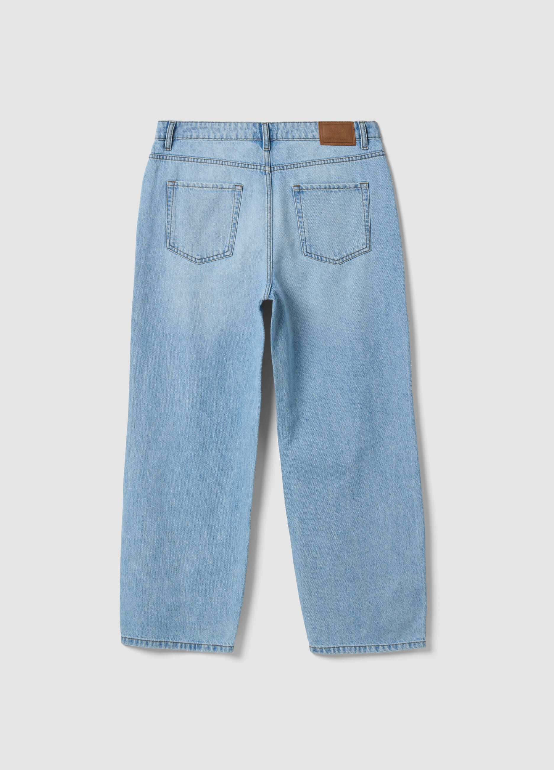 Light blue wide-leg jeans in pure cotton