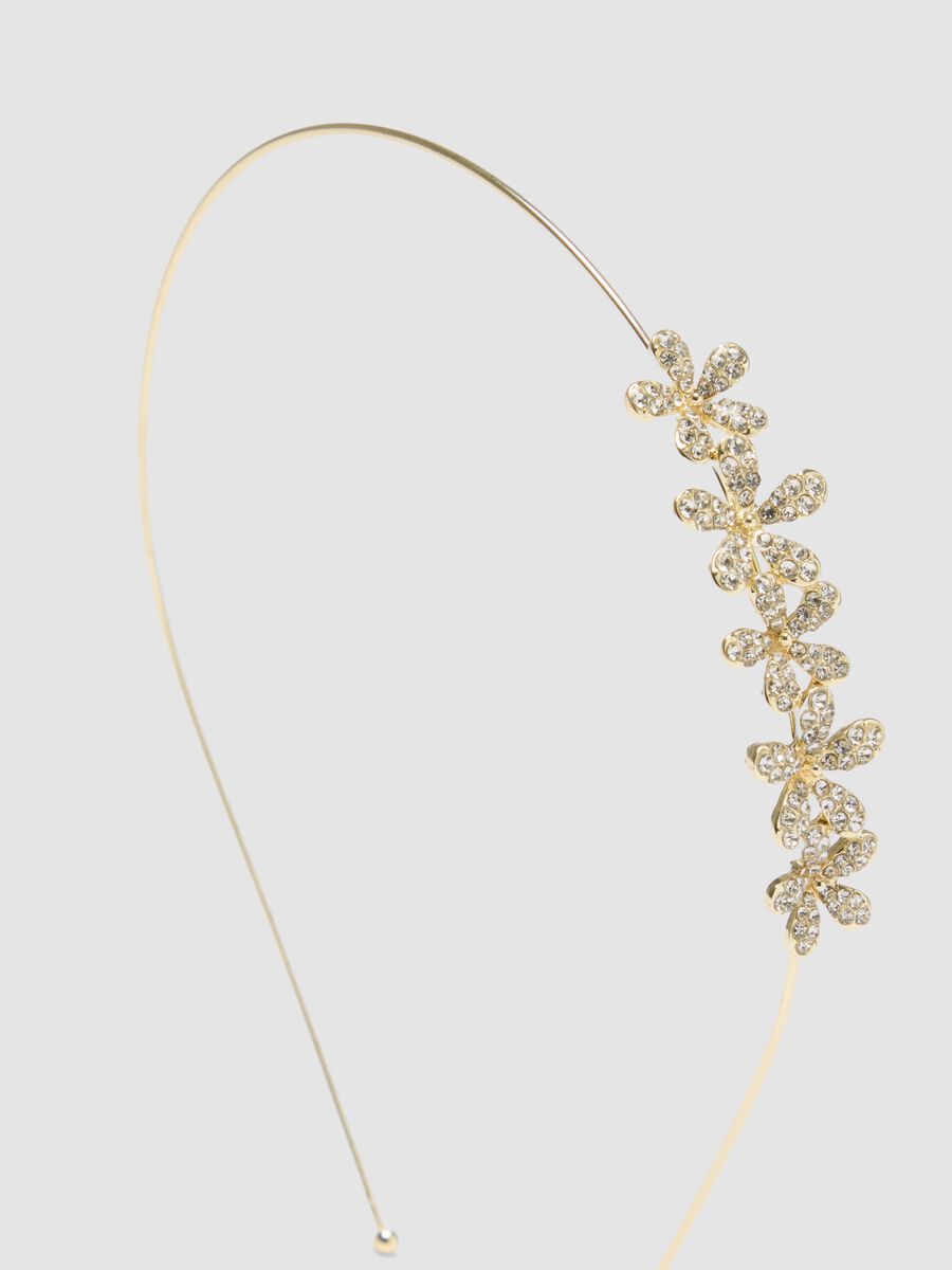 Cerchietto dorato da bambina con decorazione floreale_2