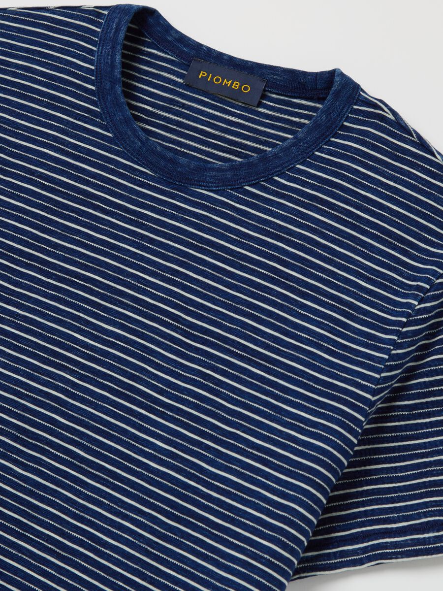 Blue and white T-shirt in striped cotton_5