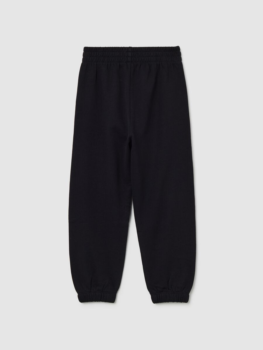 Girls' black pure cotton joggers regular fit_1