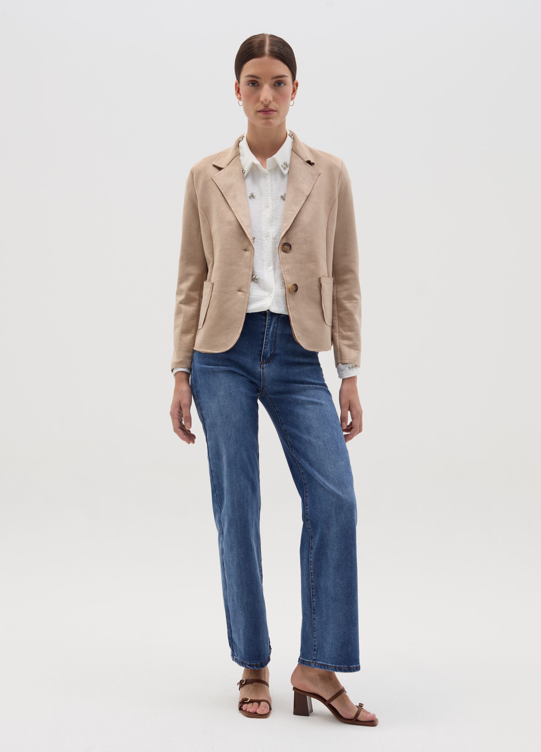 Single-breasted suede blazer