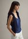 Blue cotton blend regular fit V-neck tank top_0