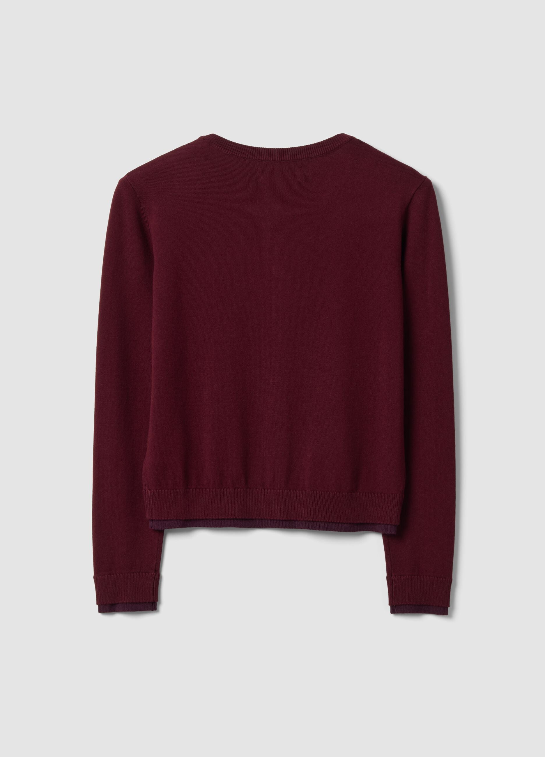 Red viscose-blend cardigan in plain knit