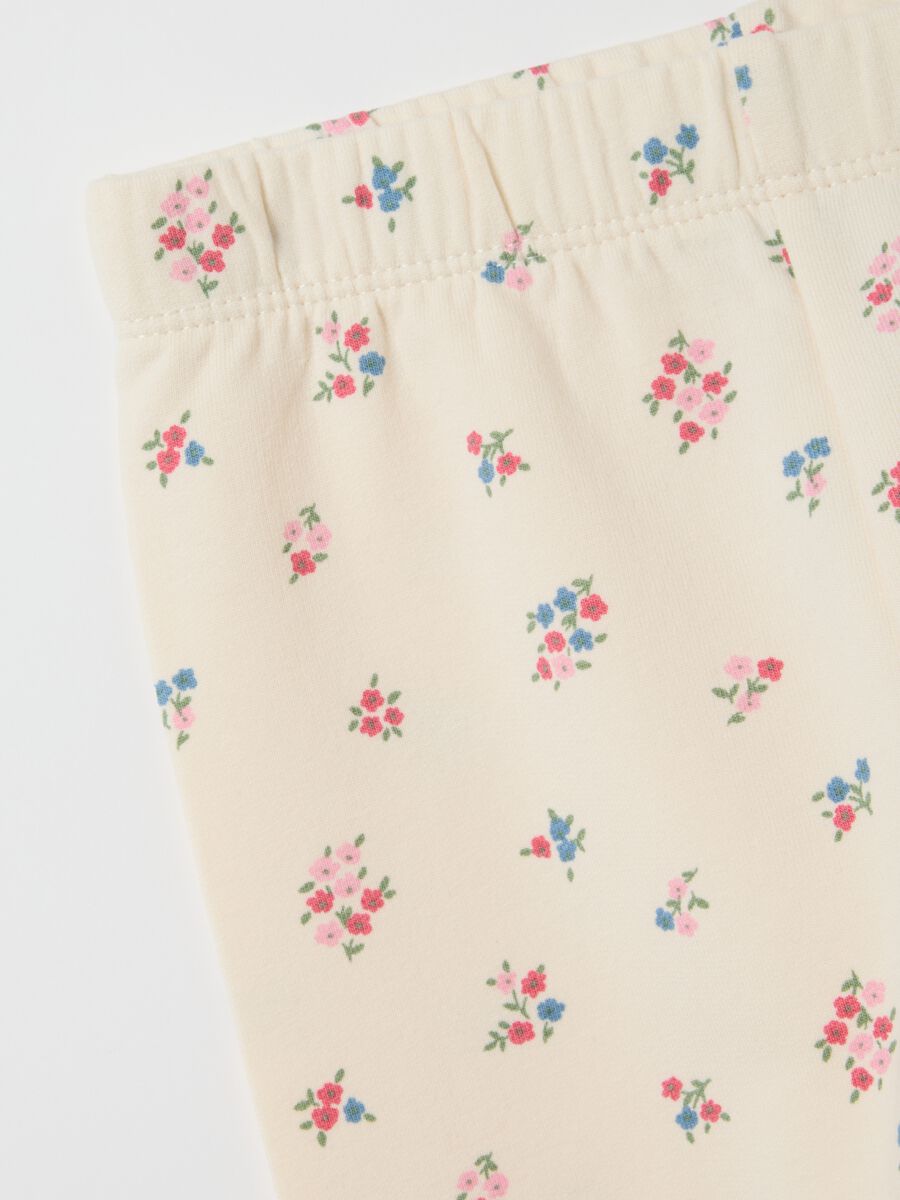 Girls' beige slim fit cotton leggings_2