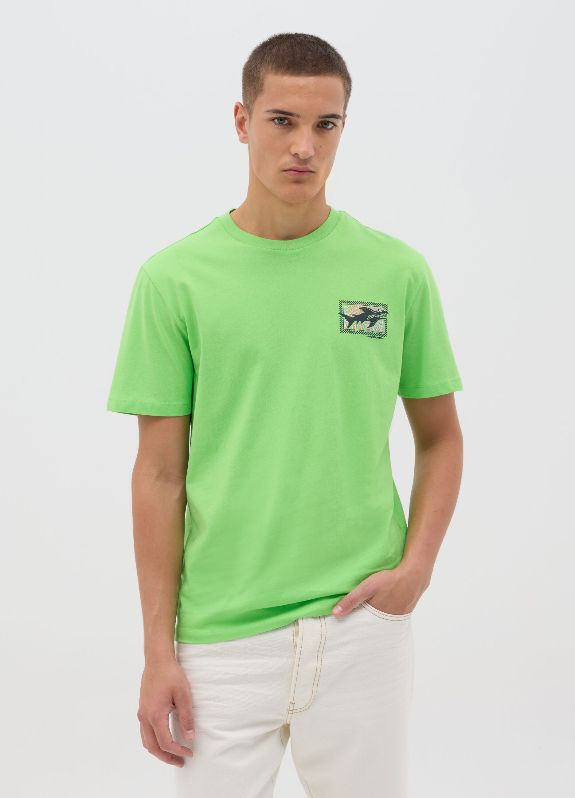 Green T-shirt with graphic print