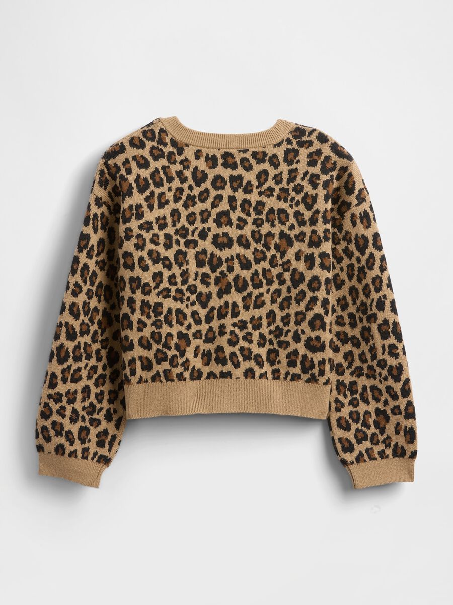 Brown cotton cardigan with leopard print_2