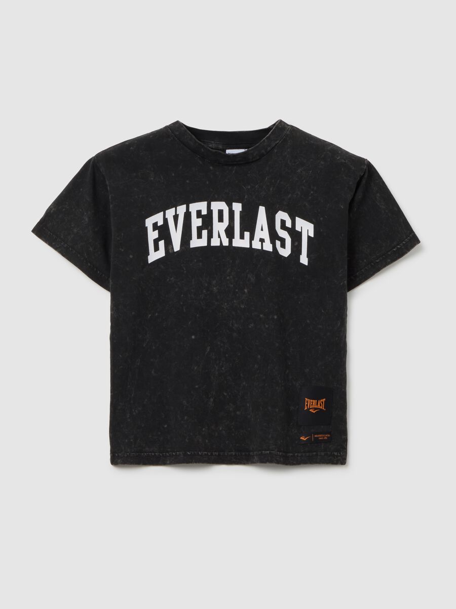 T-shirt da bambino in puro cotone nero regular fit con logo_0