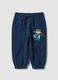Blue pure cotton jogger trousers with elasticated waist for baby boys_0
