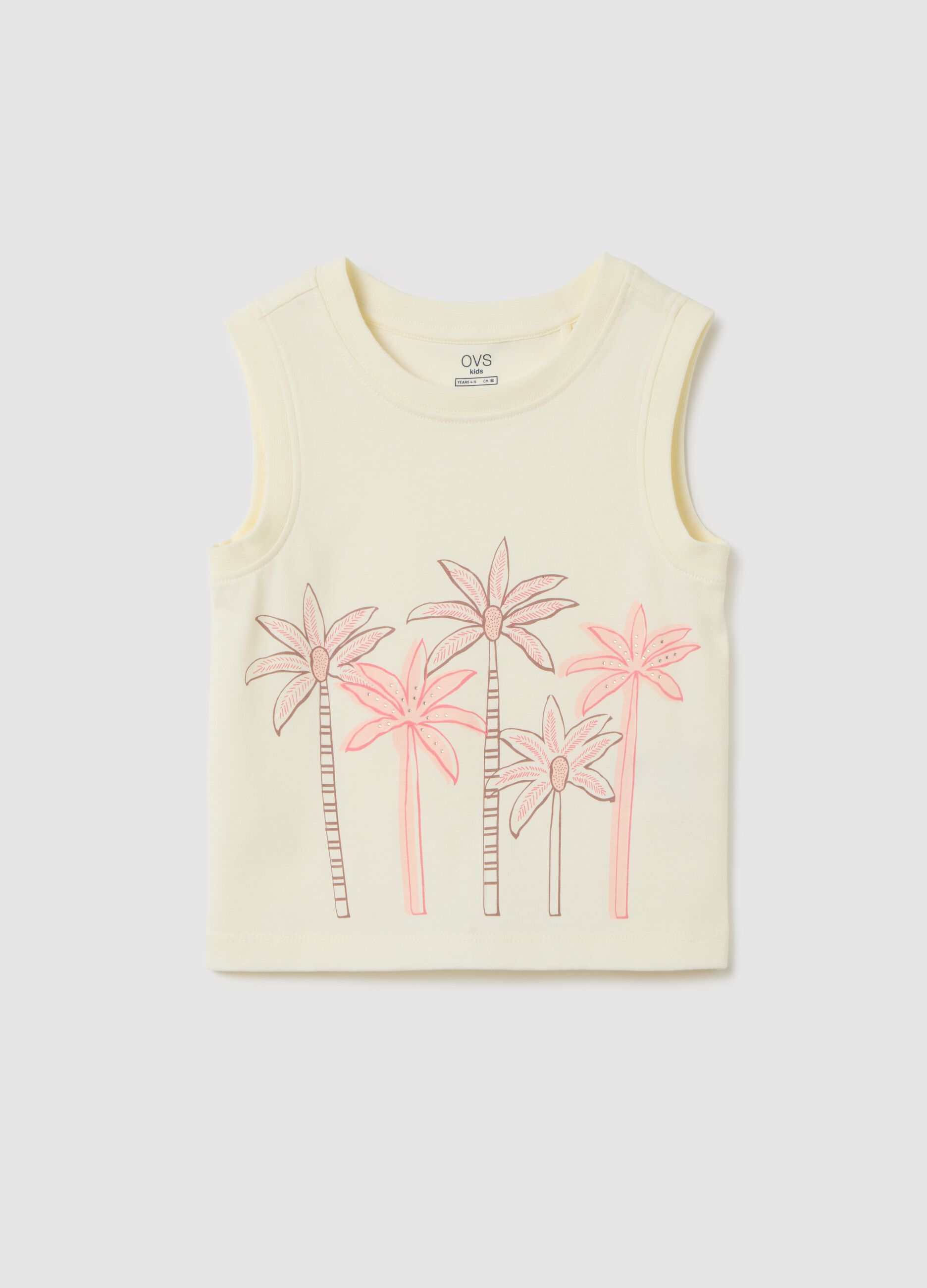 White pure cotton regular fit girl's tank top