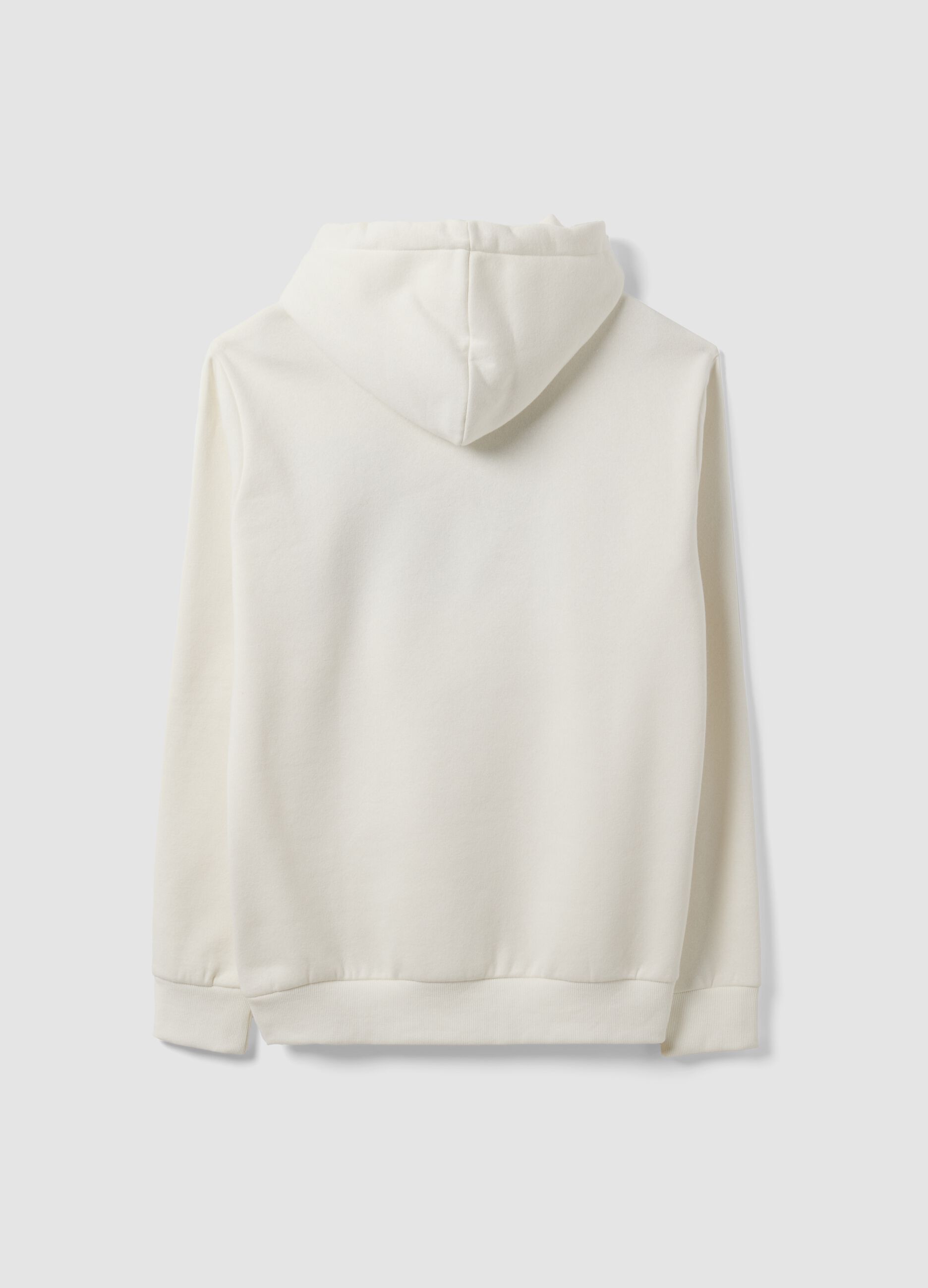 White cotton-blend hoodie with front print