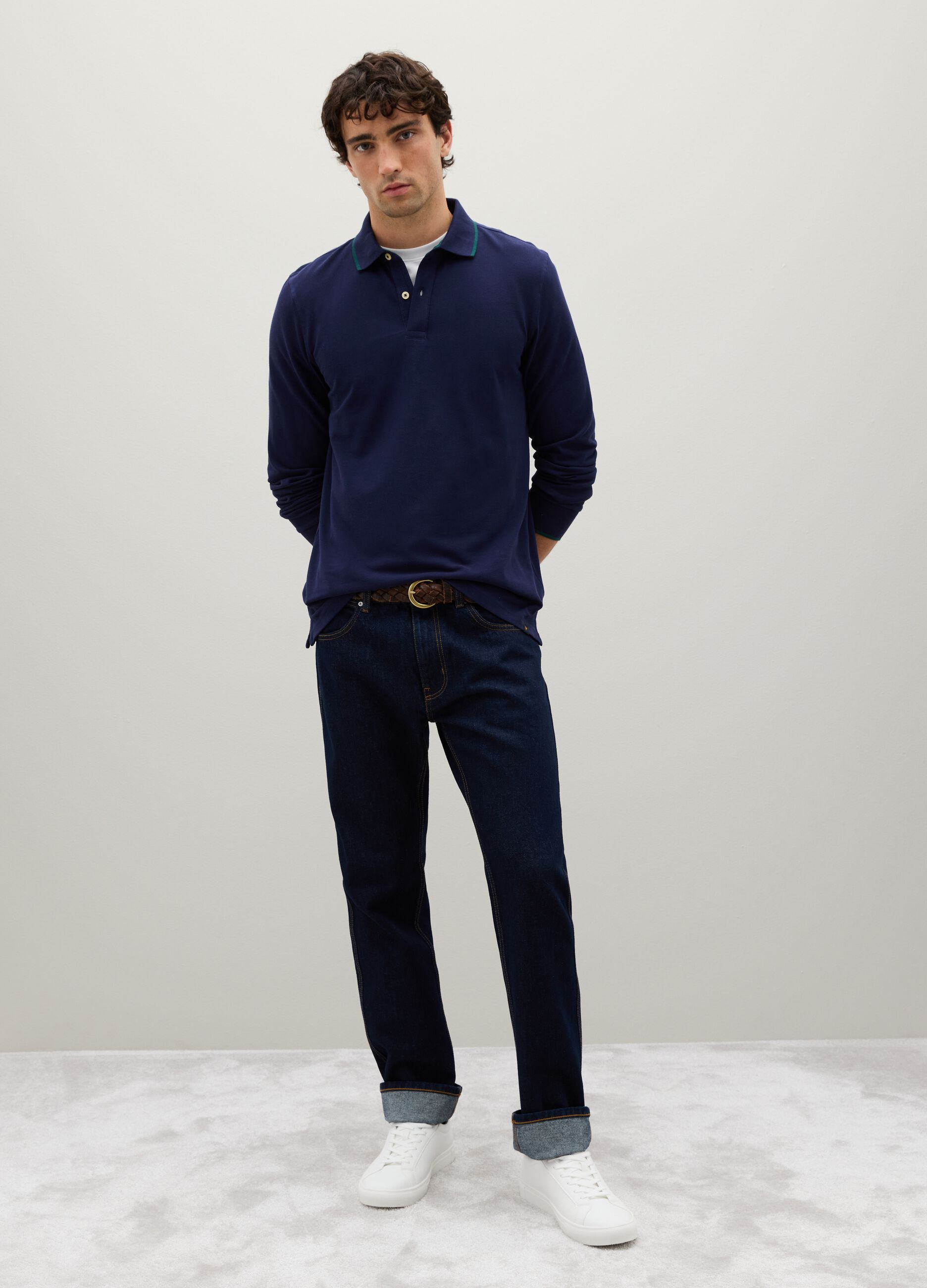 Pure Cotton Blue Polo Regular Fit