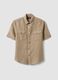 Beige Linen-Cotton Blend Regular Fit Shirt_4