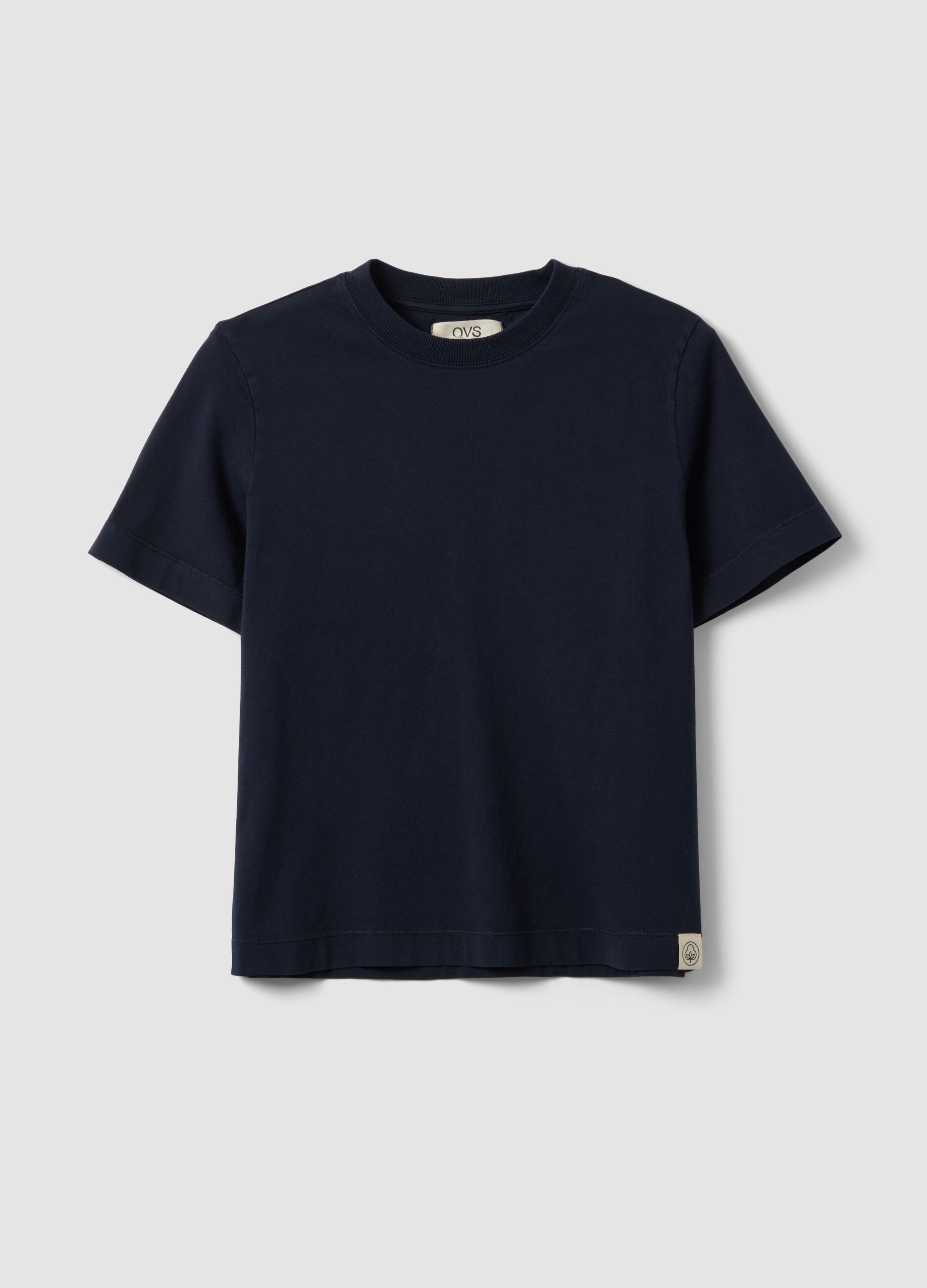 T-shirt blu a maniche corte in puro cotone regular fit