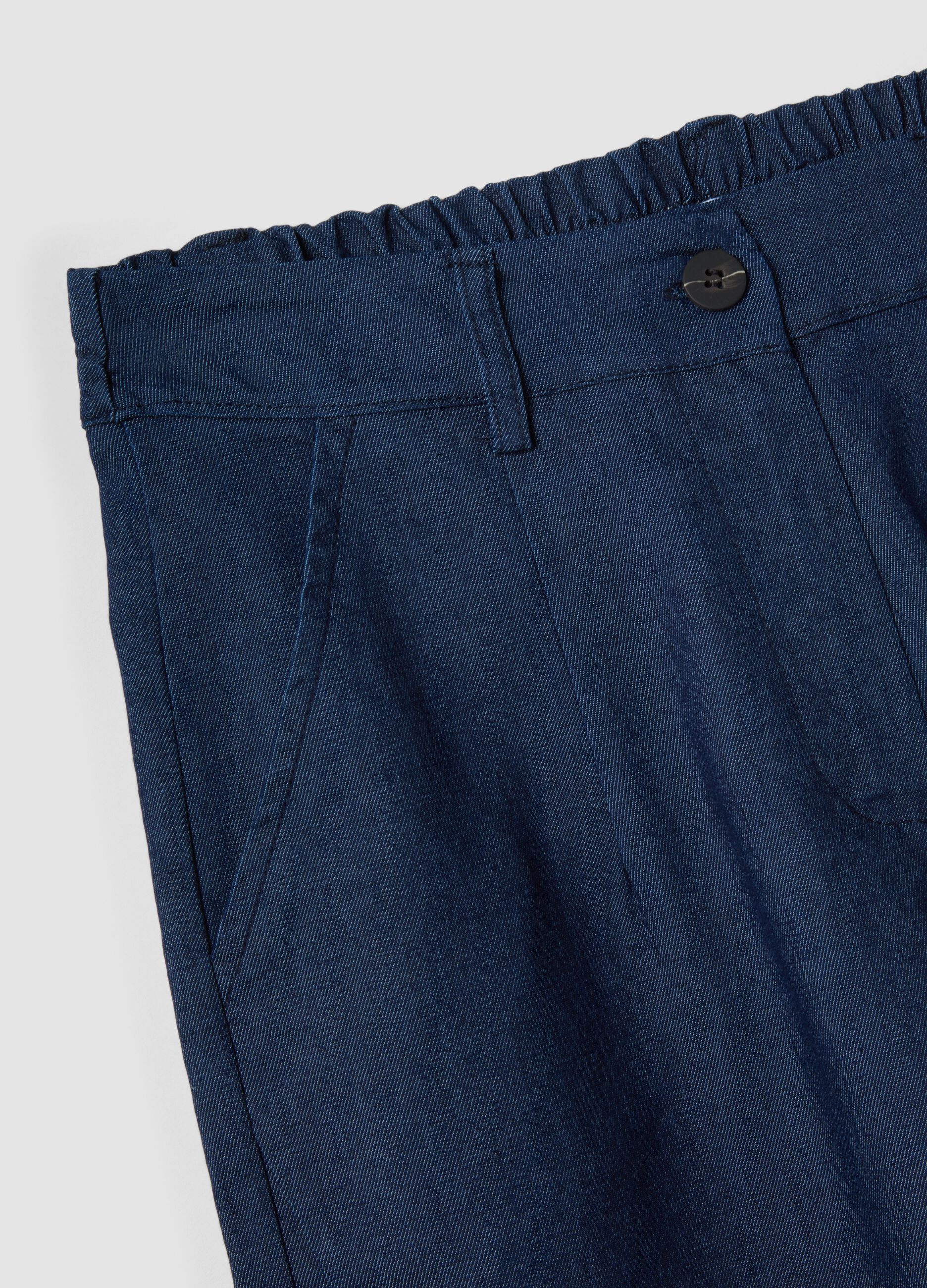 Blue regular-fit stretch cotton trousers