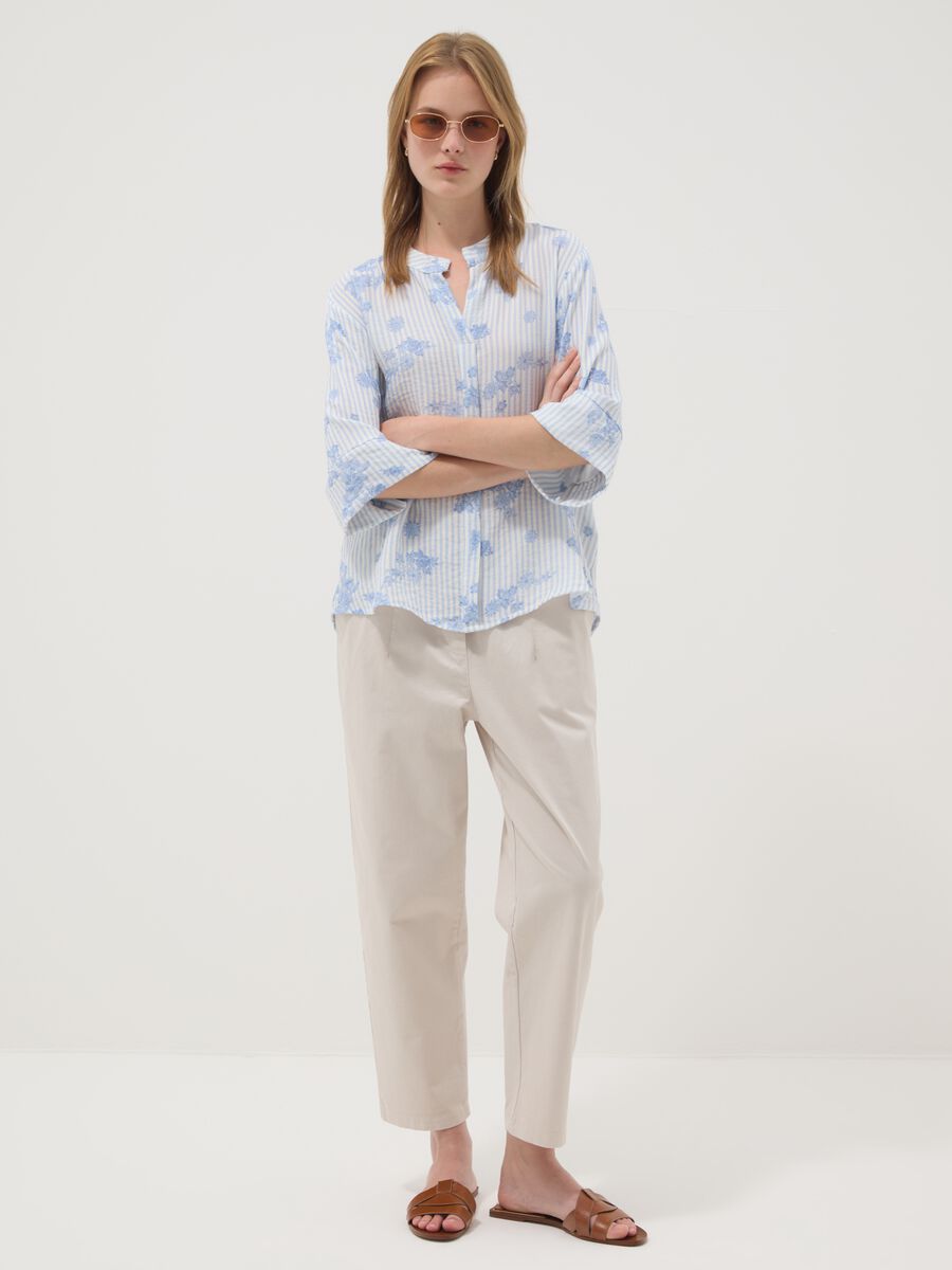 Beige stretch-cotton trousers_0