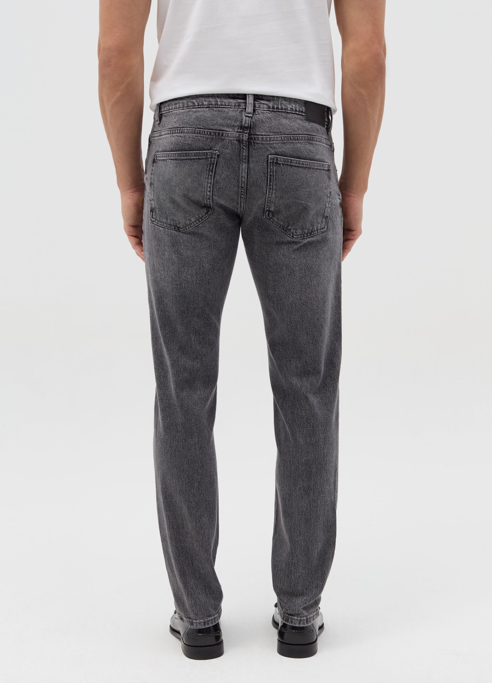 Slim-fit acid-wash jeans