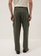 Green regular-fit linen and cotton-blend cargo trousers_2