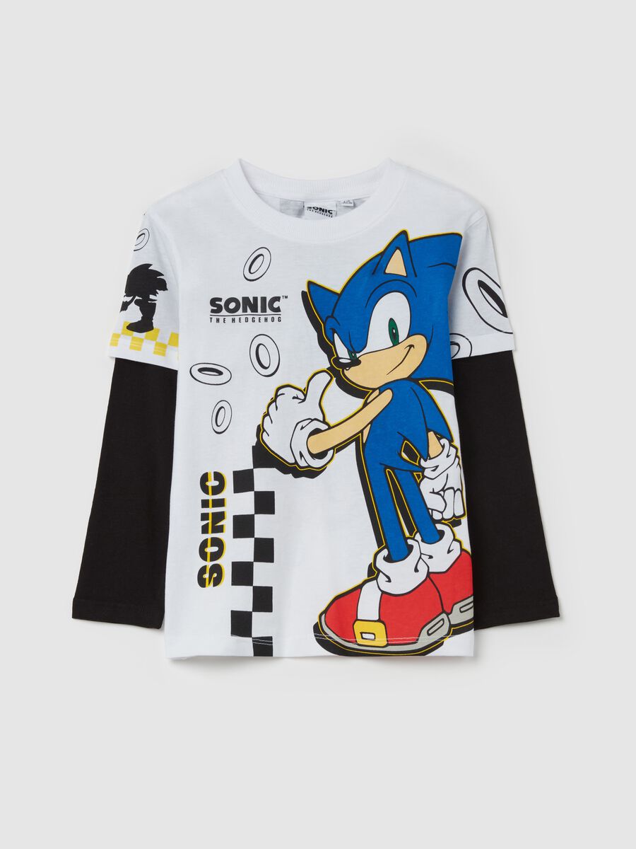 T-shirt with long sleeves and Sonic print_0