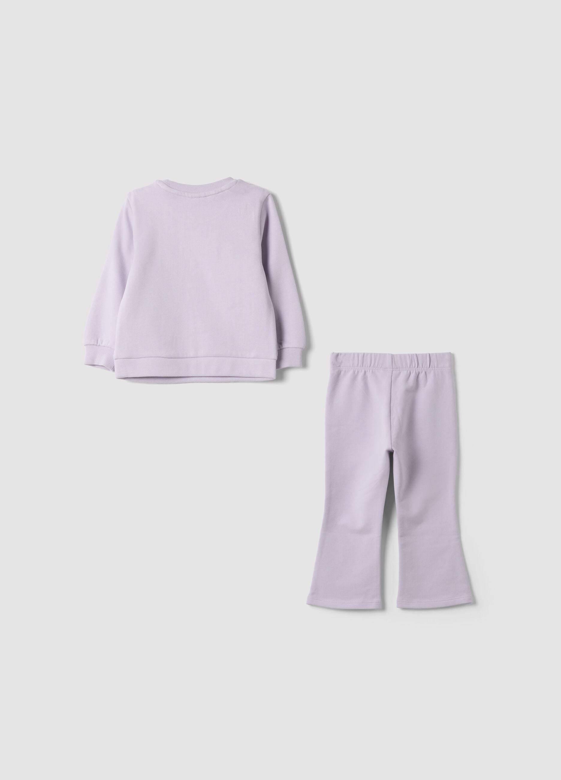 Pink pure cotton set with crew-neck sweatshirt