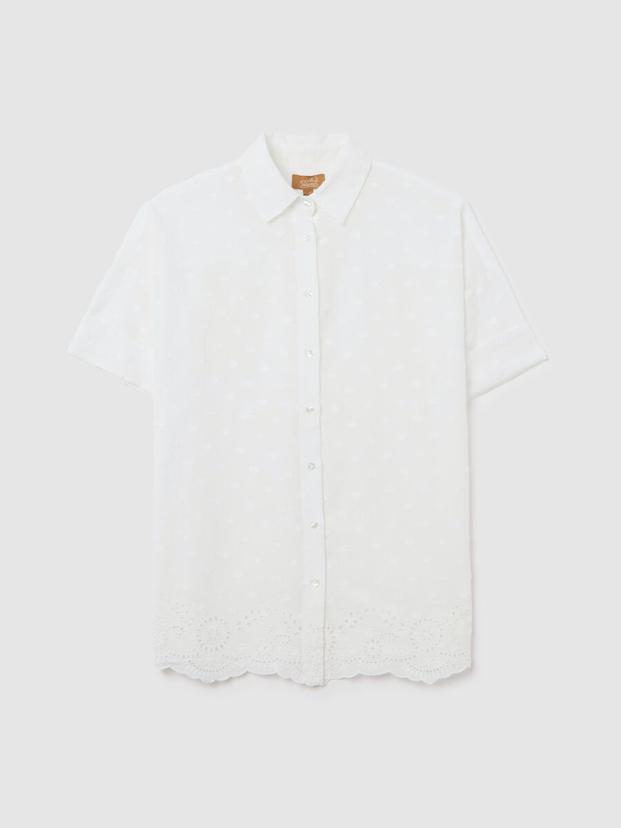 Maternity shirt in plumetis with broderie anglaise_4