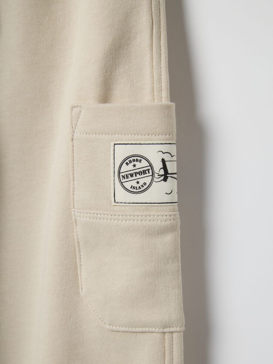 Kids' beige jogger trousers in pure cotton regular fit_3