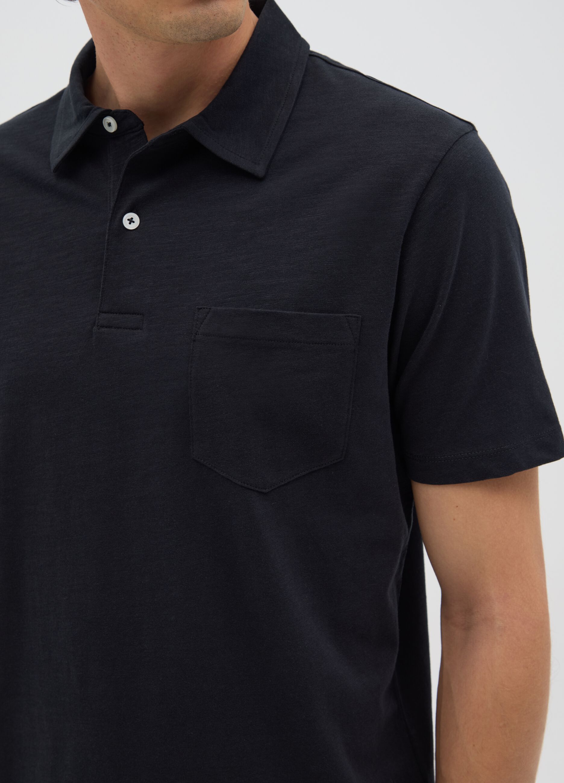 Polo da uomo in puro cotone nero regular fit