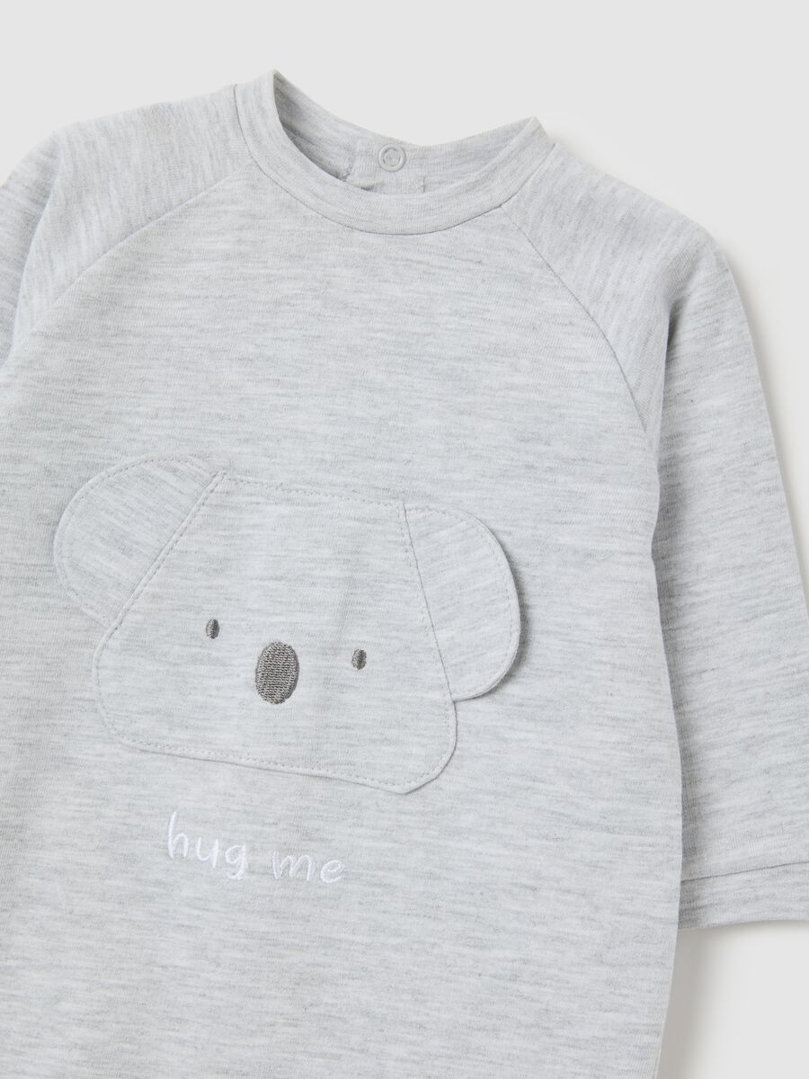 Grey cotton baby romper with embroidery_2