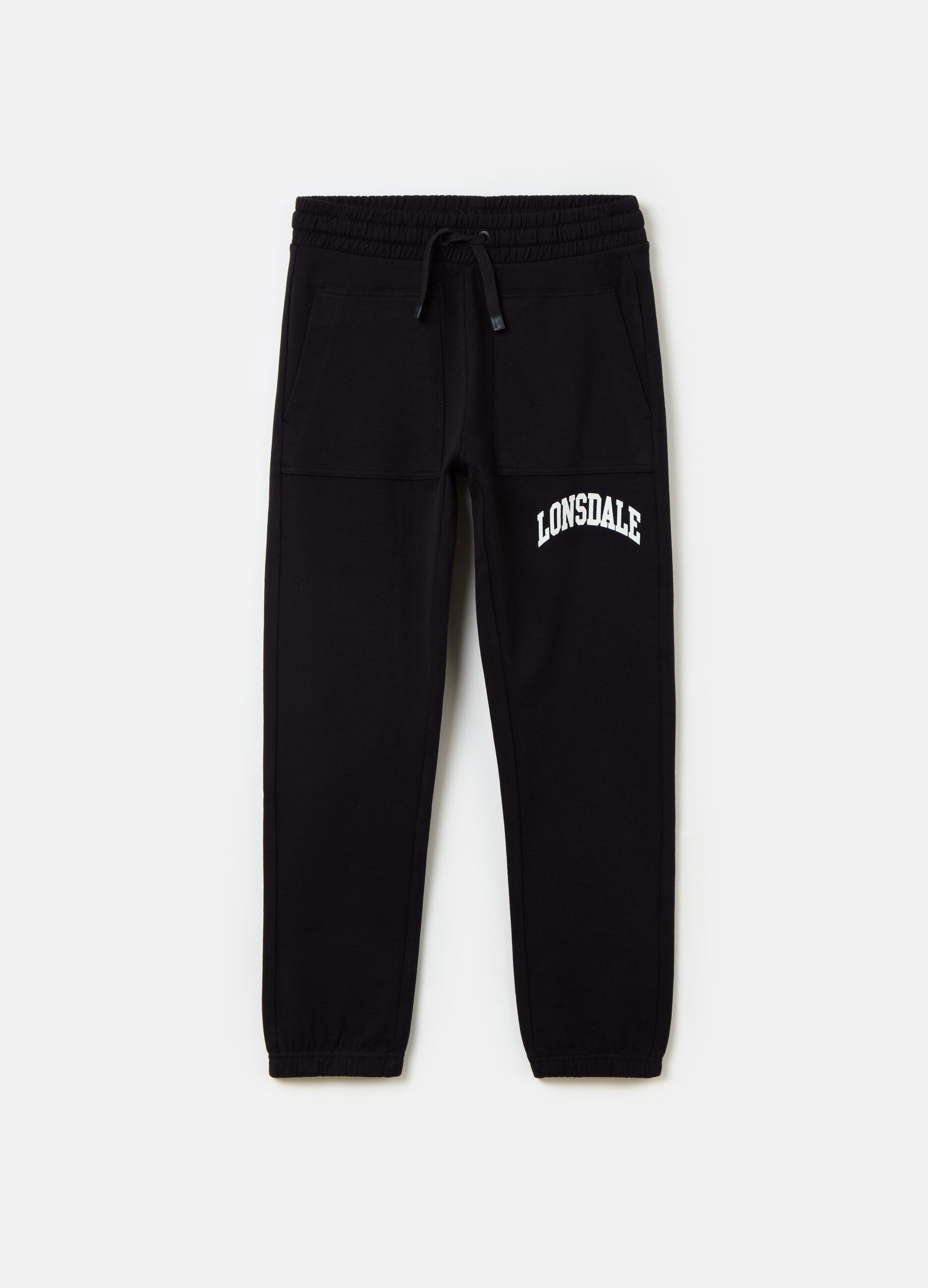 Fleece joggers with drawstring and print