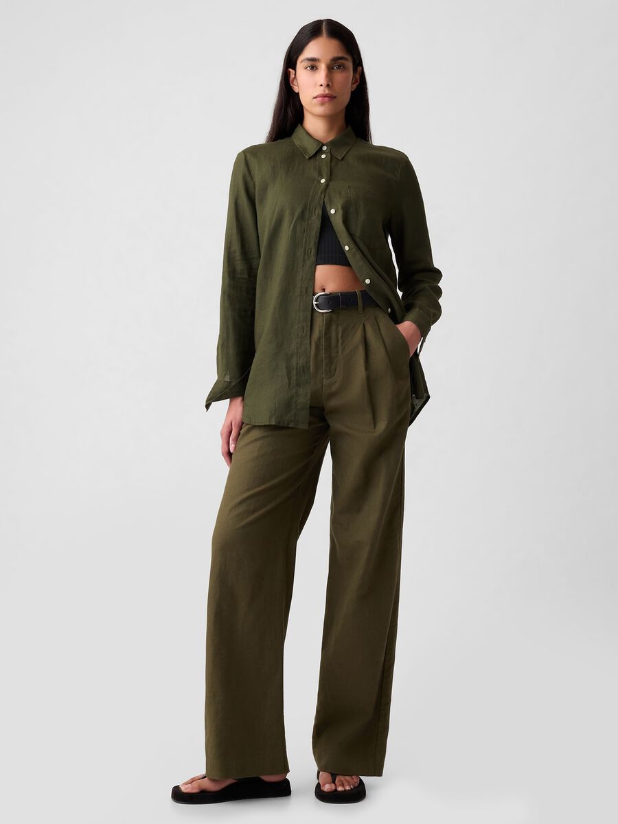 Boyfriend-fit shirt in linen with pocket_1