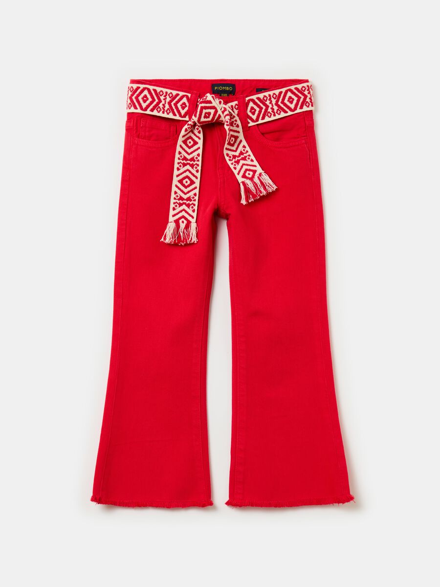 Flare-fit trousers with embroidered belt_0