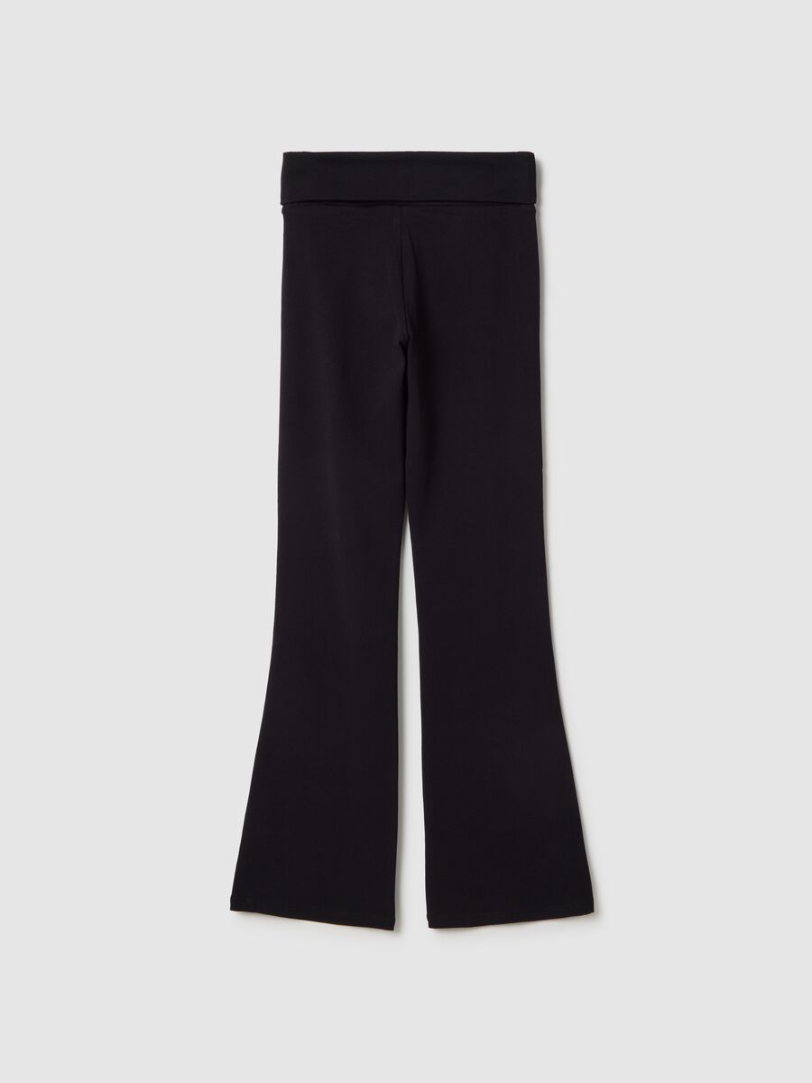Black stretch cotton flare fit leggings for girls_4